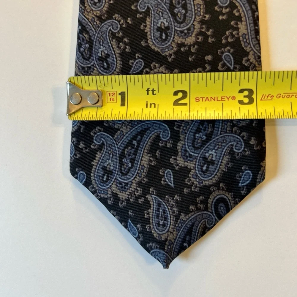 Hardie Amies‎ London Silk Necktie Classic Tan & Blue Paisley Sophisticated